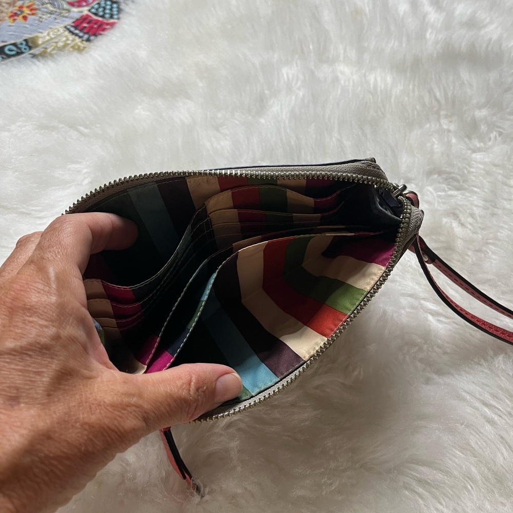 Coach//Blue and Gray Wristlet with Red Accents - Picture 2 of 2